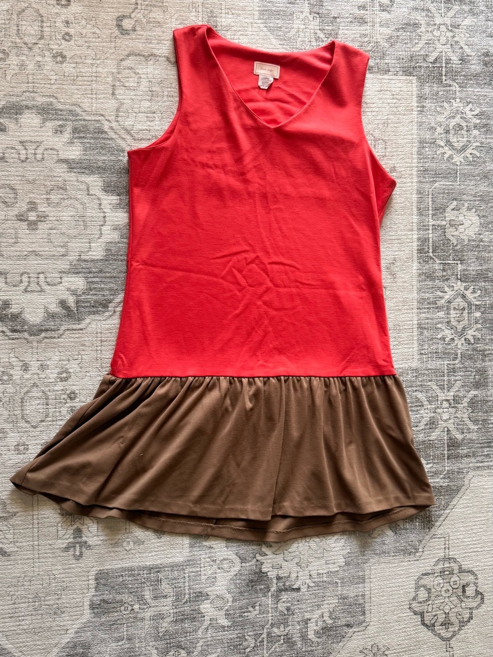 love...ady Coral & Tan Sleeveless dress